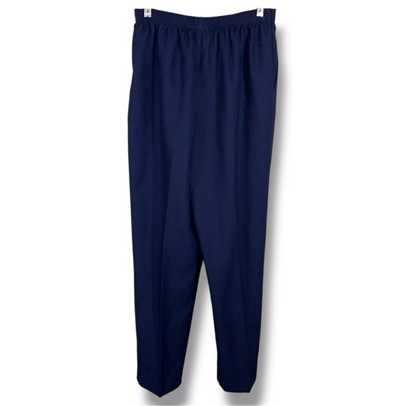 Vintage Size 8 Alfred Dunner Navy Blue Dress Pants Pull On Elastic Waist Pleated - Picture 1 of 11